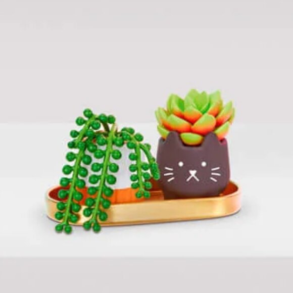 Miniverse Succulent Pair No. 2 Cat Planter - Make it Mini Lifestyle Series 1 - Picture 1 of 3